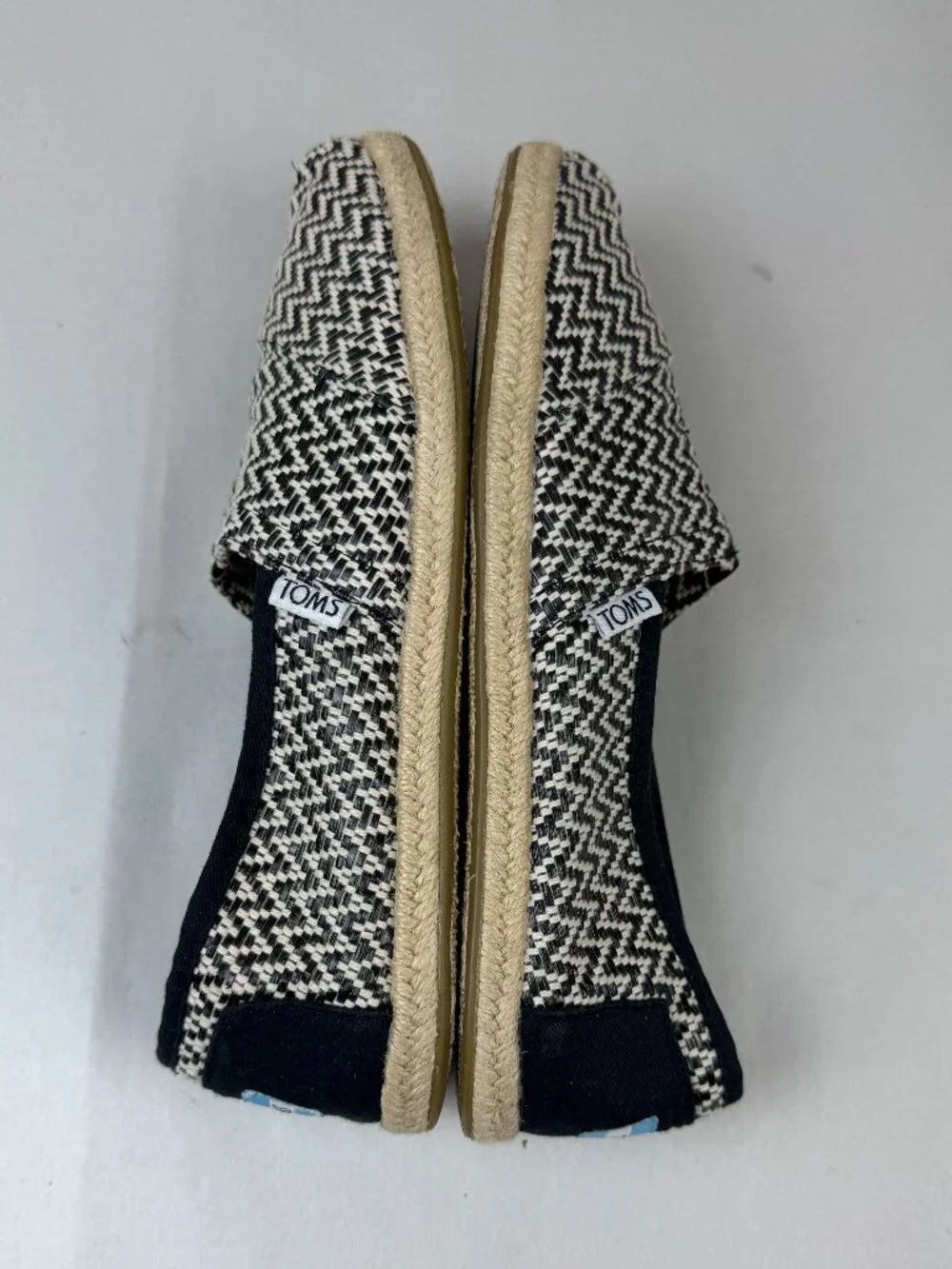 TOMS | Black and White Chevron Woven Alpargata Espadrille Slip On Shoes Size 8.5